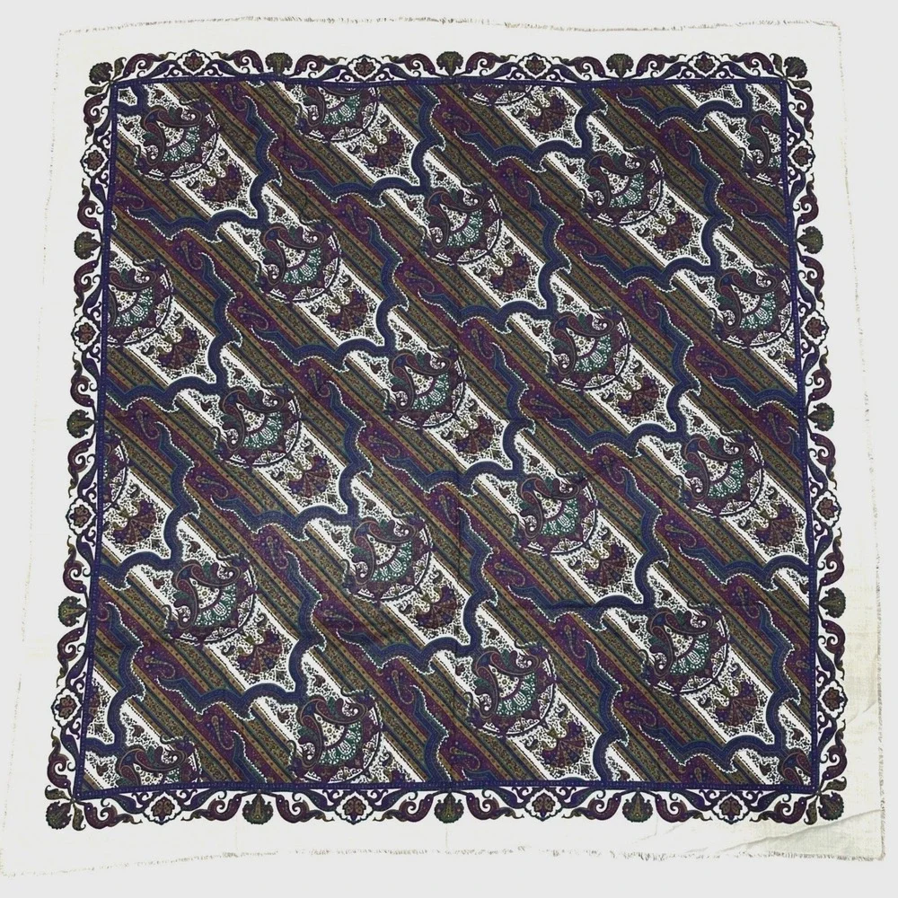 VTG 70s Mark Henry Collection Paisley Scarf 46' Square Paisley Floral Italy Made